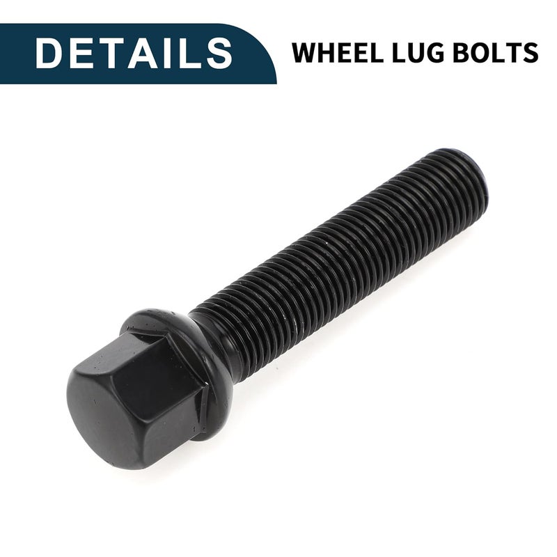 TUCKBOLD M14x1.5mm Ball Seat Wheel Lug Bolt for Volkswagen 19mm Hex 60mm Shank Length Sturdy | Extended Bolts Black 10 Pcs - Image 5